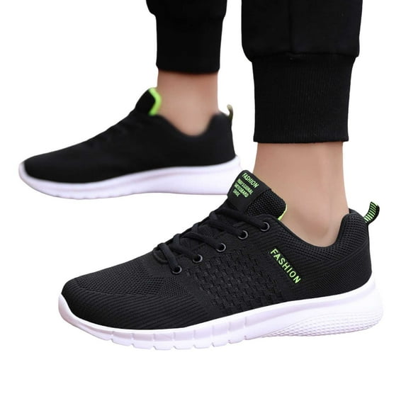 Mostsola Sneakers Lace up Mens Tennis Shoes Fashion Black Athletic Shoes Mesh Soft Sole Walking Shoe