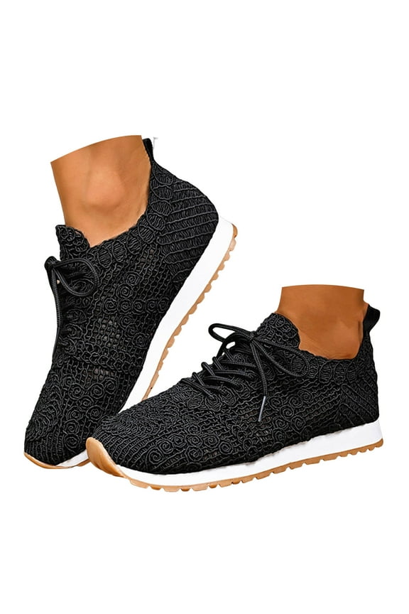 Sneakers for Women Dressy Braided Breathable Walking Shoes Lace up Non-Slip Flats