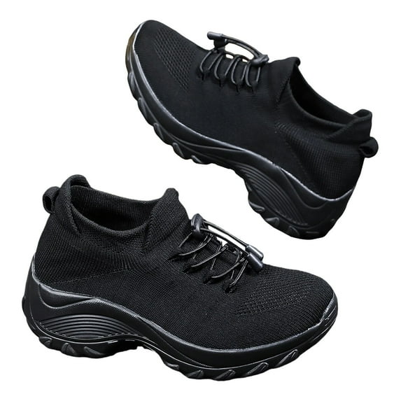 Mostsola Sneakers for Women Slip on Sock Shoes with Arch Support Knit Mesh Lace up Walking Shoes