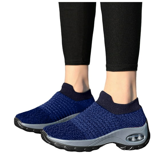 Mostsola Sneakers for Women Slip on Sock Shoes with Arch Support Knit Mesh Platform Walking Shoes