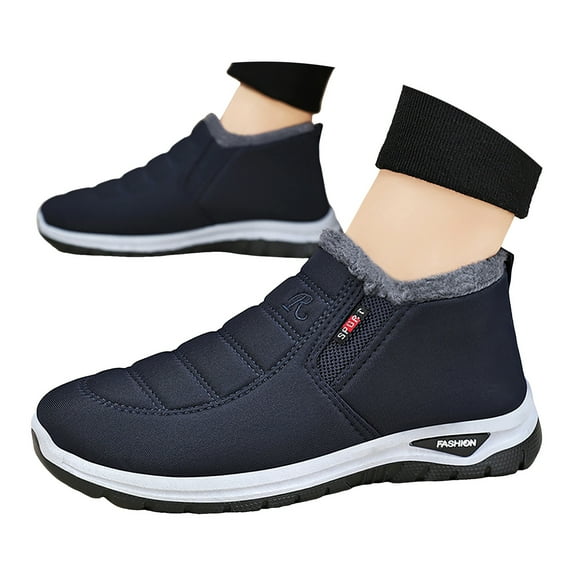 Mostsola Snow Boots for Men Furry Lined Warm Winter Ankle Boots Slip on Outdoor Athletic Shoes