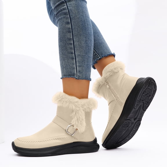 Mostsola Snow Boots for Women Soft Sole Non-Slip Furry Lined Ankle Boots Winter Warm Booties
