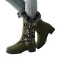 thumbnail image 1 of Mostsola Snow Boots for Women Fuzzy Buckle Warm Mid Calf Boots Lug Sole Heel Winter Boots, 1 of 7