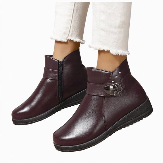 Mostsola Snow Boots for Women Winter Warm Waterproof Fluffy Cozy Booties Zip up Wedge Ankle Boots