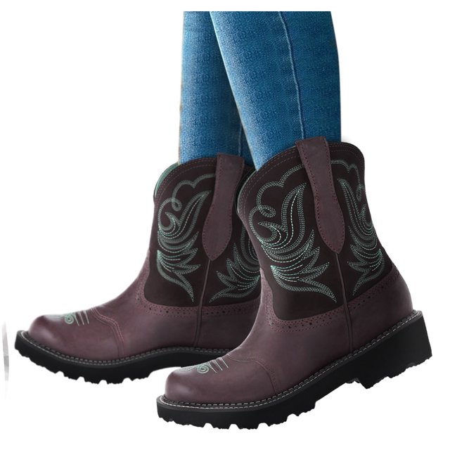 Mostsola Square Toe Cowboy Boots for Women Embroidered Pull on Western Boots Cowgirl Mid Calf Boots