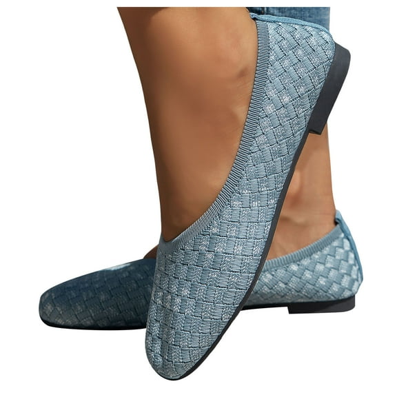 Mostsola Square Toe Flats for Women Trendy Knitted Mesh Business Casual Shoes Slip on Dress Shoes