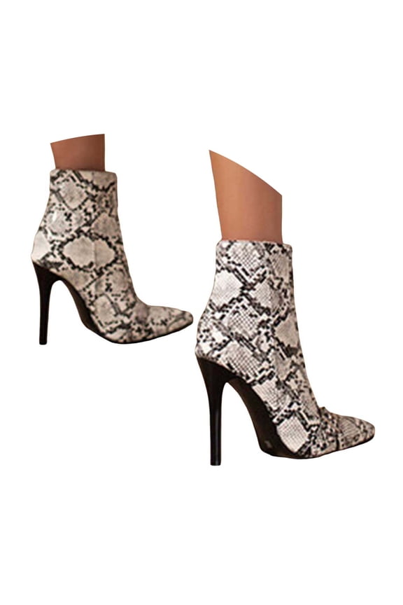 Stiletto Heels Boots for Women Fashion Zip up Pointy Toe Ankle Boots Party Dress Booties