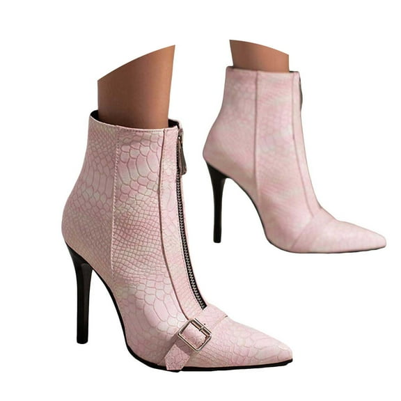 Mostsola Stiletto Heels Boots for Women Fashion Zip up Pointy Toe Ankle Boots Party Dress Booties