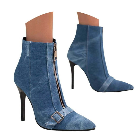 Mostsola Stiletto Heels Boots for Women Fashion Zip up Pointy Toe Ankle Boots Party Dress Booties