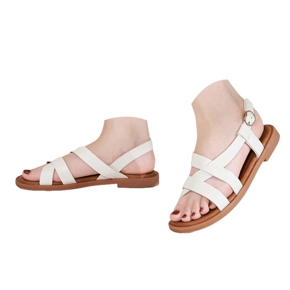 Mostsola Strappy Flat Sandals for Women Dressy Summer Cute Flats pen Toe Trendy Casual Beach Shoes