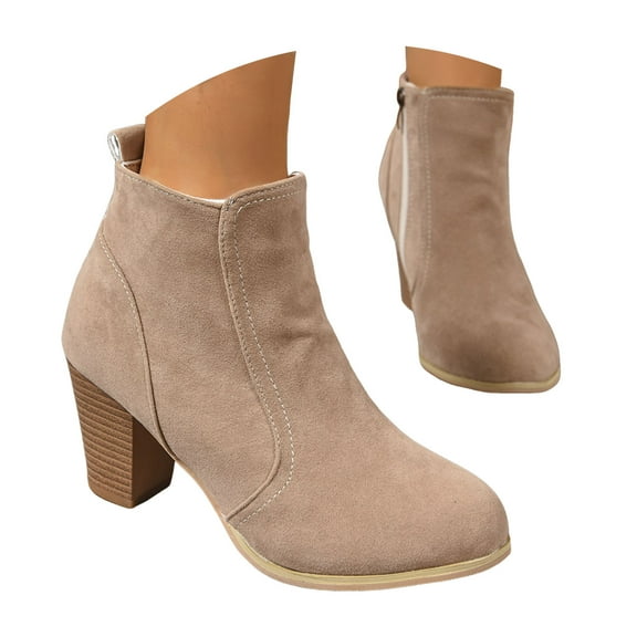 Mostsola Suede Ankle Boots for Women High Heel Pointy Toe Side Zipper Fall Short Booties