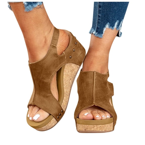 Mostsola Summer Dressy Wedge Sandals for Women Casual Cork Platform Slingback Open Toe Sandals