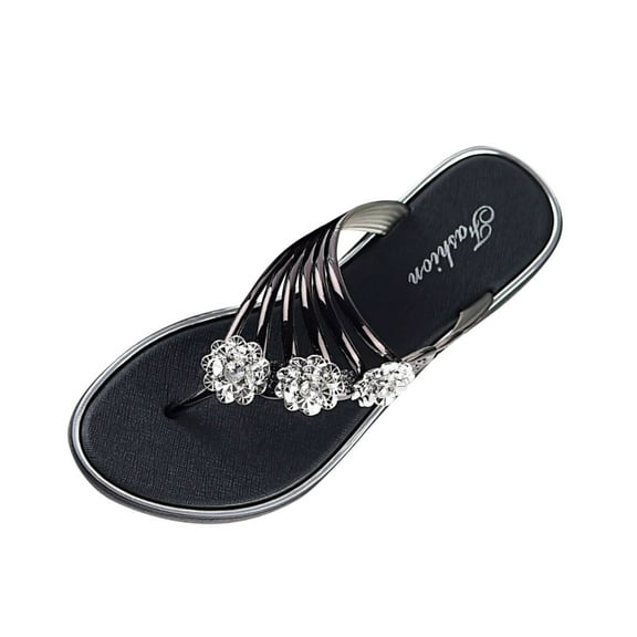 Mostsola Summer Flip Flops for Women Open Toe Comfort Fashion Glitter Flats Slip on Slides Slippers