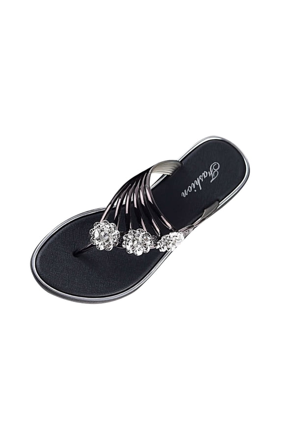 Summer Flip Flops for Women Open Toe Comfort Fashion Glitter Flats Slip on Slides Slippers