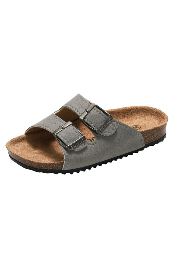 Toddler Kids Sandals Boys Girls Cork Footbed Sandals with Adjustable Buckle Casual Slides