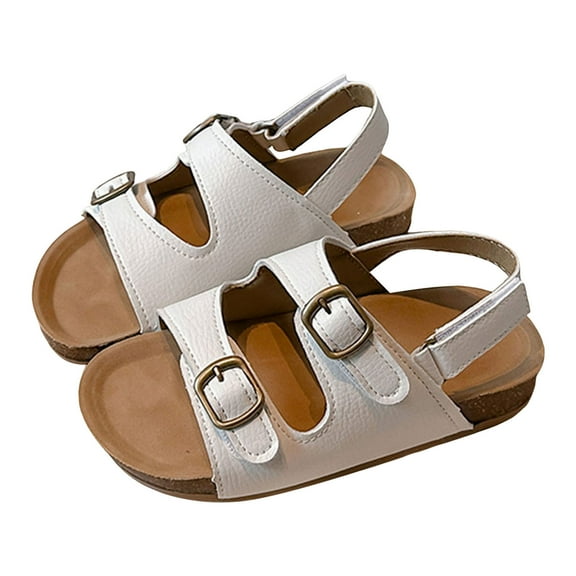 Mostsola Toddler Sandals Boys Girls Cork Footbed Slippers Kids Comfort Adjustable Slingback Flats