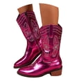 thumbnail image 1 of Mostsola Vintage Cowboy Boots for Women Low Heel Pointy Toe Trendy Embroidery Western Mid Calf Boots, 1 of 9
