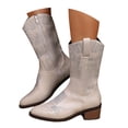 thumbnail image 1 of Mostsola Vintage Cowboy Boots for Women Low Heel Pointy Toe Trendy Embroidery Western Mid Calf Boots, 1 of 8