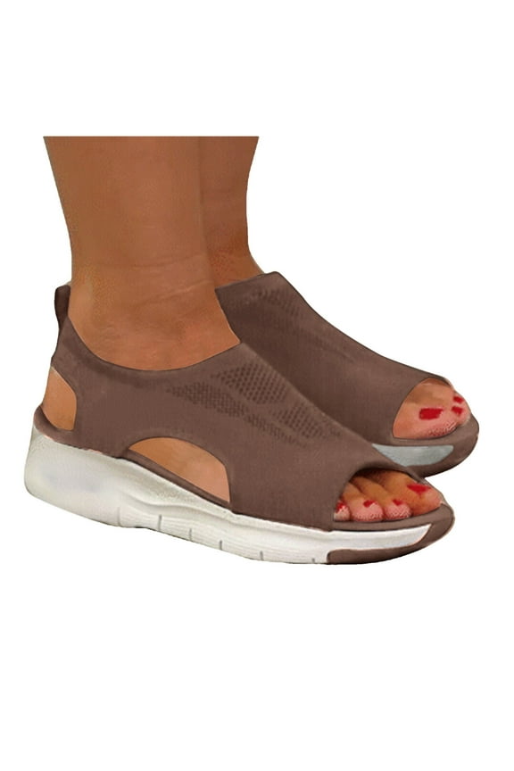Walking Sandals for Women with Arch Support Orthotic Comfortable Open Toe Knit Sport Sandals