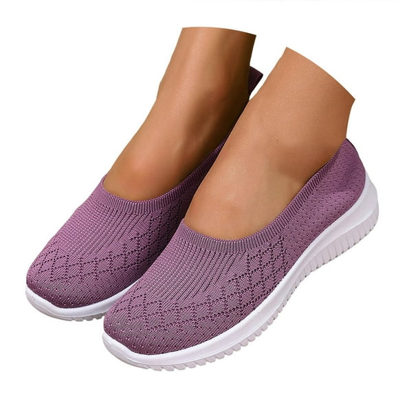 Mostsola Walking Shoes Women Comfortable Slip on Sneakers Knit Mesh Loafers Lightweight Flats