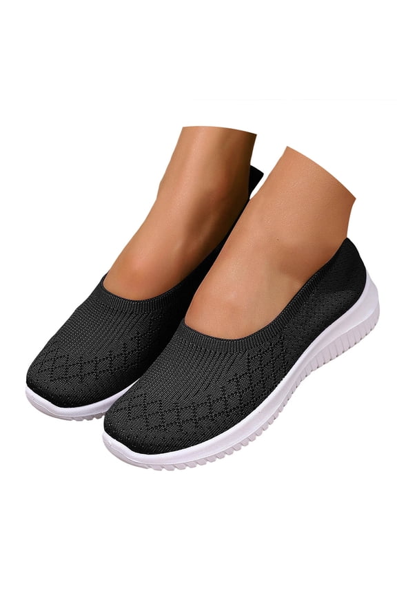Walking Shoes Women Comfortable Slip on Sneakers Knit Mesh Loafers Lightweight Flats