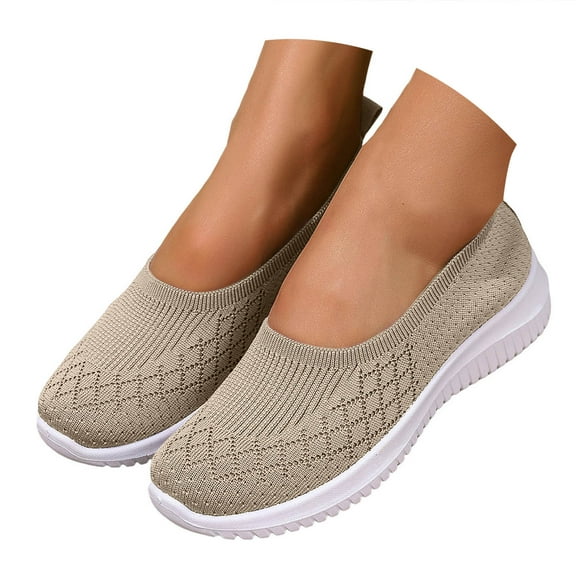 Mostsola Walking Shoes Women Comfortable Slip on Sneakers Knit Mesh Loafers Lightweight Flats