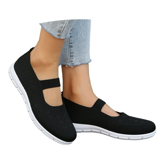 Mostsola Walking Shoes Women Knit Mesh Mary Jane Flats Soft Sole Lightweight Nursing Shoes