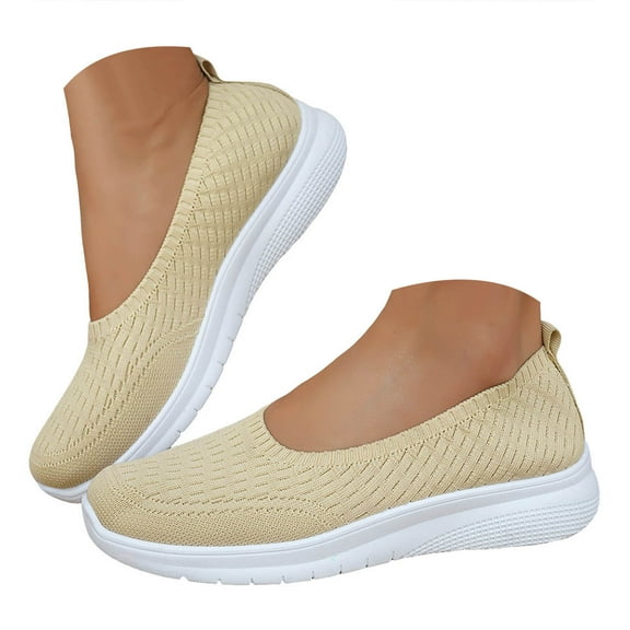 Mostsola Walking Shoes Women Knit Mesh Slip on Loafers Comfortable Lightweight Flats Nursing Shoes