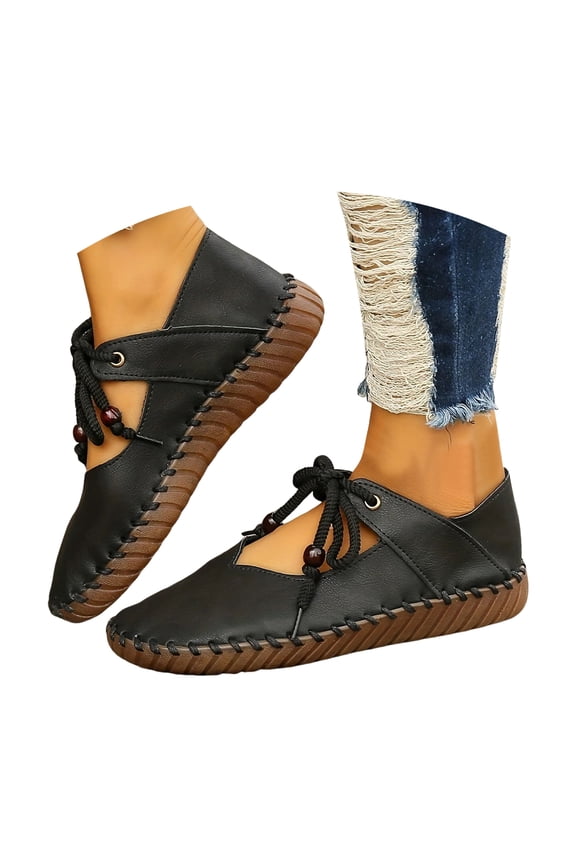 Walking Shoes Women Lace up Mary Jane Shoes Non-Slip Flats Soft Lightweight Sneakers
