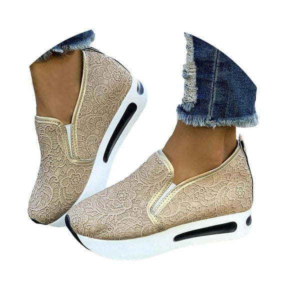 Mostsola Walking Shoes Women Loafers Platform Sneakers Fashion Pattern Wedges Heels for Women