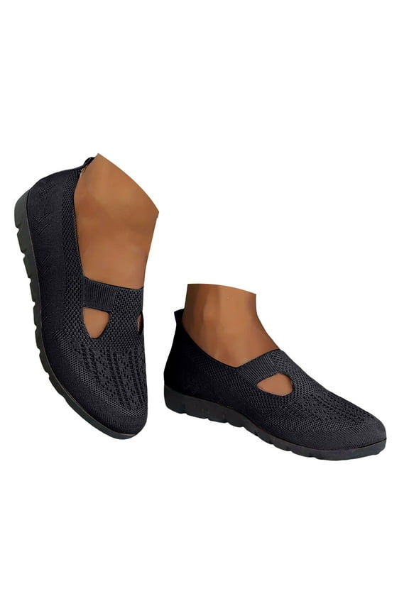 Walking Shoes Women Slip on Flats Knitted Mesh Loafers Dressy Shoes Lightweight Sneakers