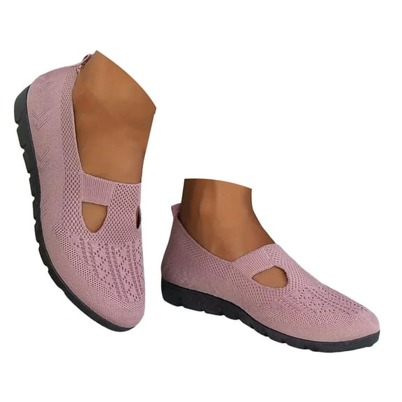Mostsola Walking Shoes Women Slip on Flats Knitted Mesh Loafers Dressy Shoes Lightweight Sneakers