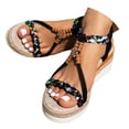 thumbnail image 1 of Mostsola Wedge Espadrilles for Women Platform Sandals Open Toe Boho Beaded Slingback Heels, 1 of 8