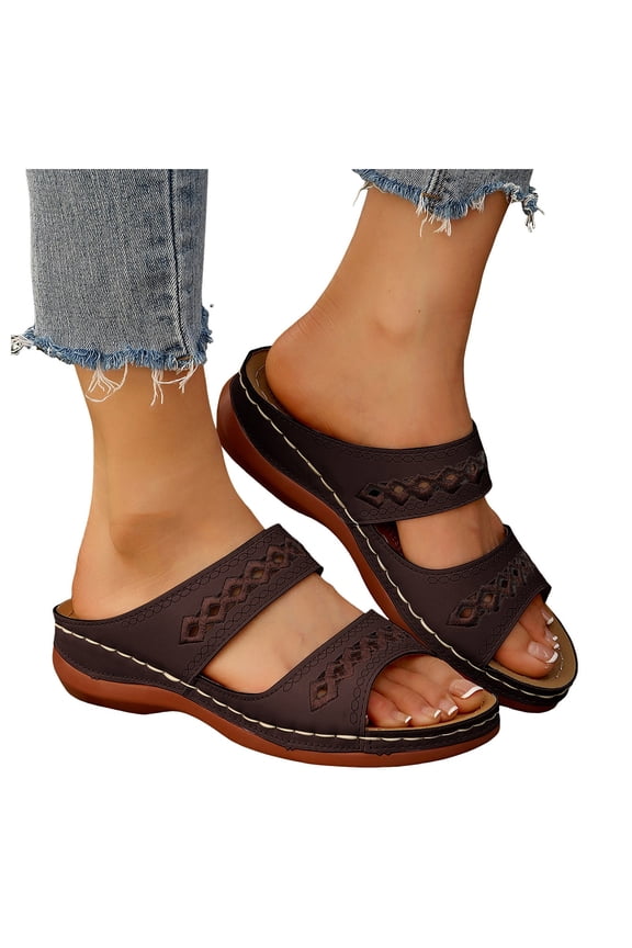 Wedge Sandals for Women 2025 Fashion Boho Slip on Slippers Casual Platform Slides Shoes
