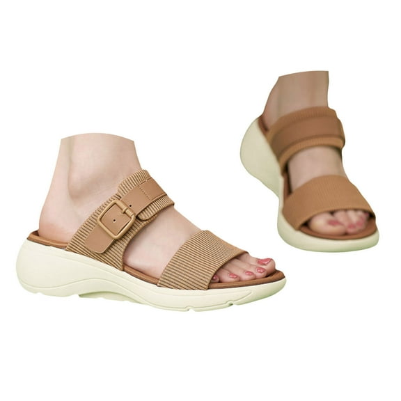 Mostsola Wedge Sandals for Women Comfortable Slip on Shoes Summer Dressy Adjustable Slippers