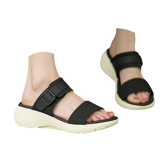 Mostsola Wedge Sandals for Women Comfortable Slip on Shoes Summer Dressy Adjustable Slippers