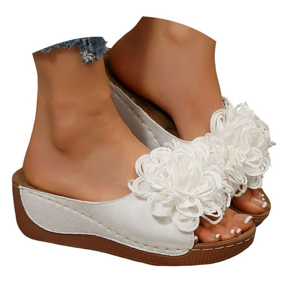 Mostsola Wedge Sandals for Women Platform Slide Sandals Bohemia Flower Slippers Slip on Beach Shoes