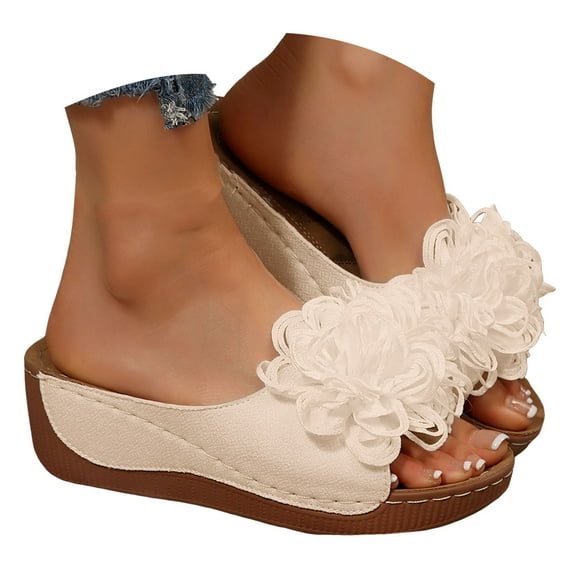 Mostsola Wedge Sandals for Women Platform Slide Sandals Bohemia Flower Slippers Slip on Beach Shoes