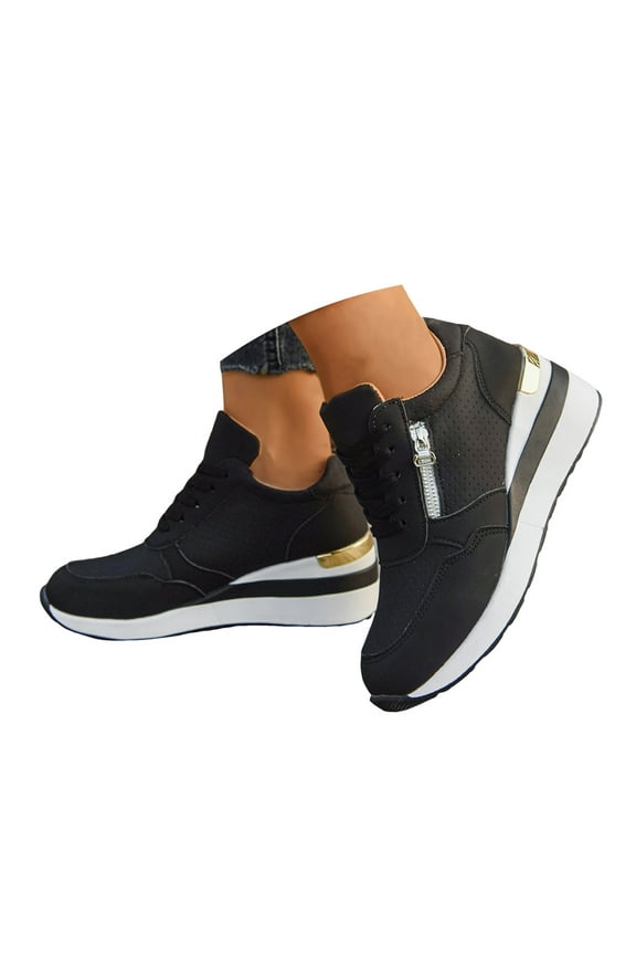 Wedge Sneakers for Women Breathable Platform Walking Shoes Lace up Lightweight Tennis Shoes
