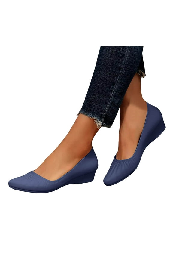 Wedges Heels for Women Closed Pointed Toe Pumps Comfort Dress Business Casual Shoes