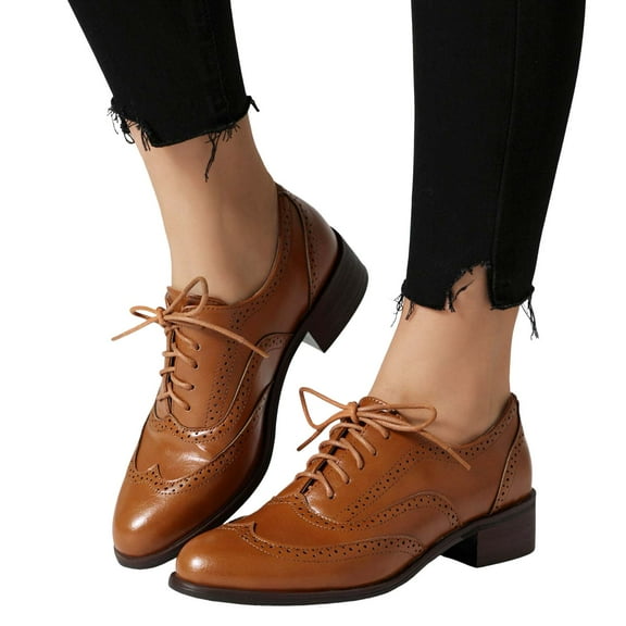 Mostsola Wingtip Oxfords Shoes for Women Lace up Vintage Derby Shoes Business Casual Shoes
