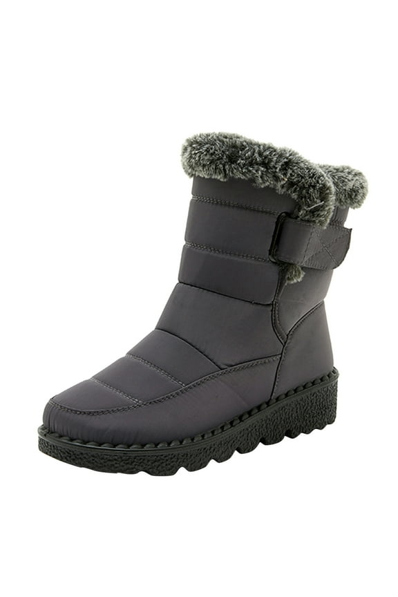 Winter Snow Boots for Women Anti-Slip Platform Booties Hook Loop Warm Mid Calf Boots