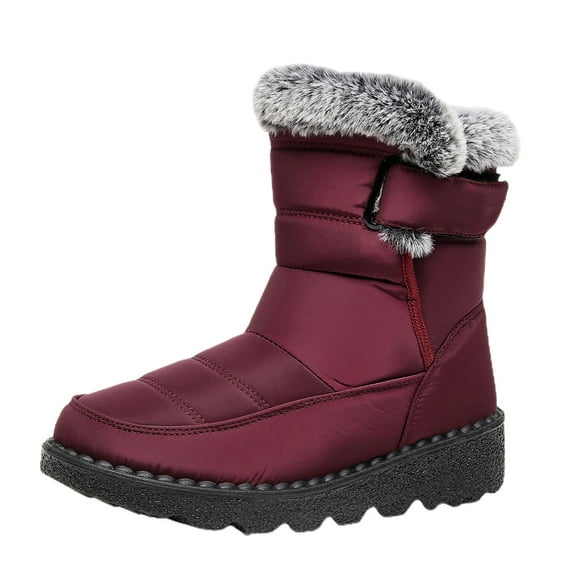 Mostsola Winter Snow Boots for Women Anti-Slip Platform Booties Hook Loop Warm Mid Calf Boots