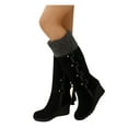 thumbnail image 1 of Mostsola Winter Snow Boots for Women Fuzzy Knee High Boots Casual Lace up Wedge Tall Boots, 1 of 5