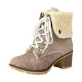thumbnail image 1 of Mostsola Winter Snow Boots for Women Warm Furry Lined Lug Sole Stacked Heel Lace up Short Booties, 1 of 3