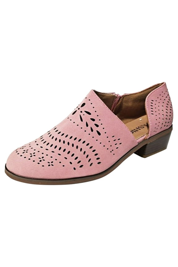 Women's Ankle Boots Sandals Closed Toe Low Block Heels Side V Cutout Booties