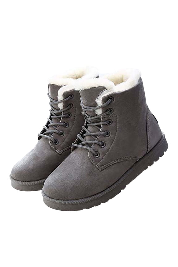 Women's Ankle Snow Boots Lace up Flats Shoes Plush Warm Winter High Top Combat Boots
