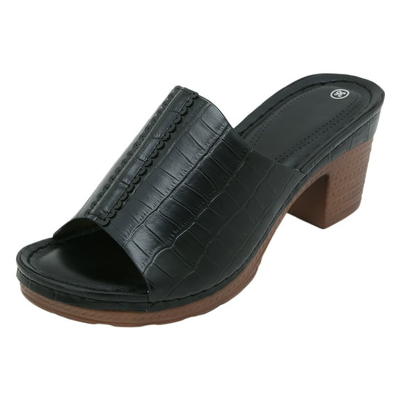 Mostsola Women's Block Heel Sandals Retro Open Toe Backless Slides Summer Outdoor Beach Heels