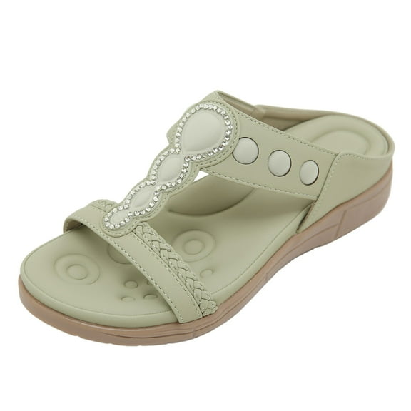 Mostsola Women's Comfortable Walking Sandals with Arch Support Slip on Open Toe T-Strap Sandals