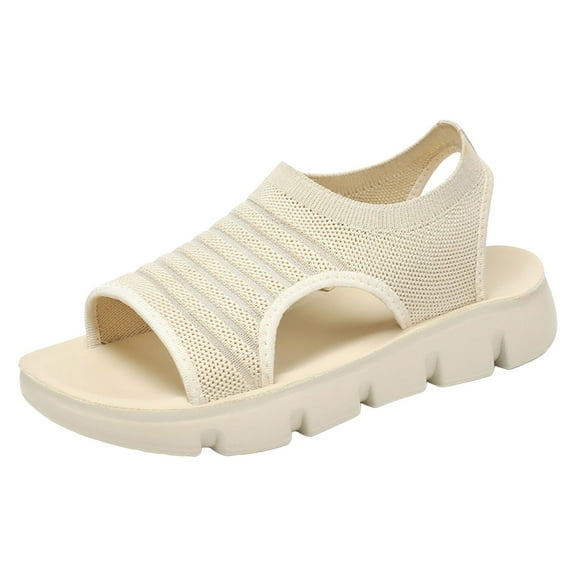 Mostsola Women's Elastic Walking Shoes Slip on Open Toe Summer Sandals Comfortable Cushioned Sandals